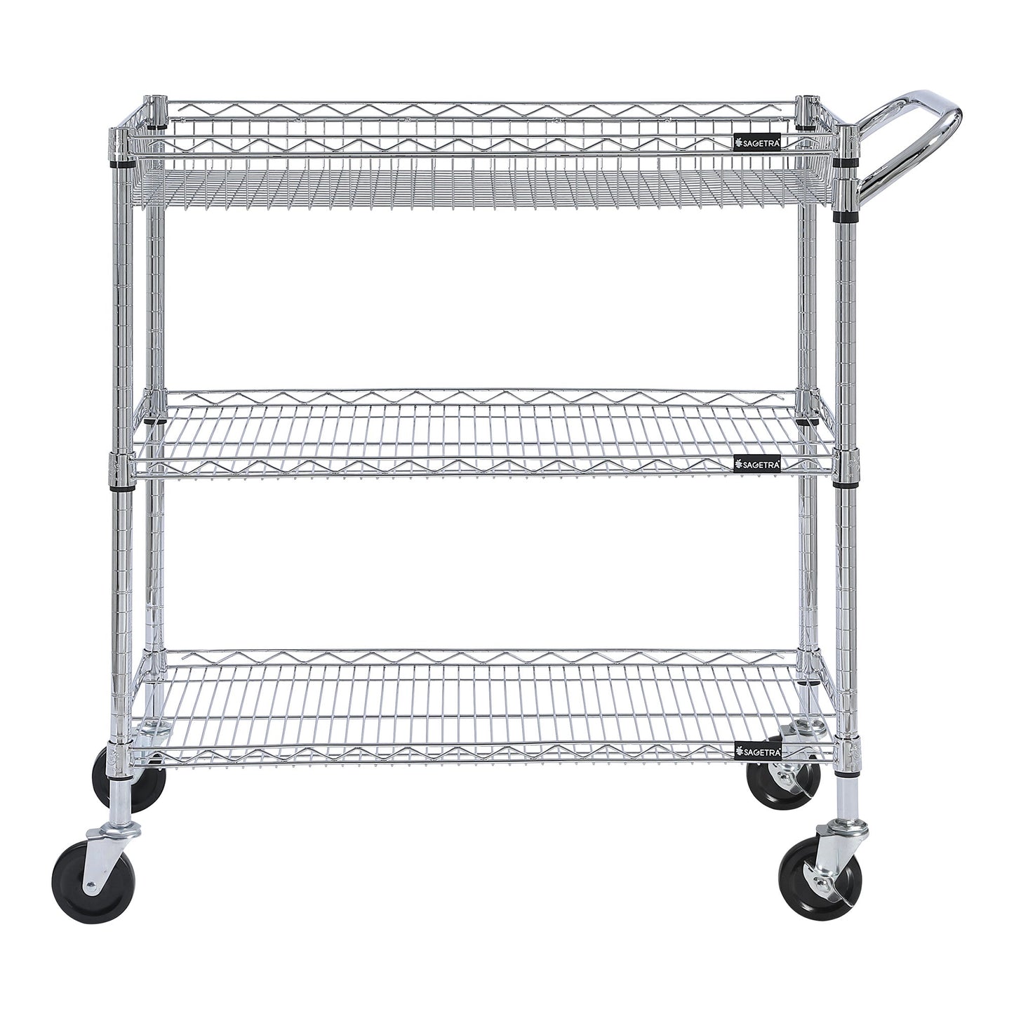 3 Tier Utility Cart,  Chrome Plated, 36" x 18" x 39" - image 2