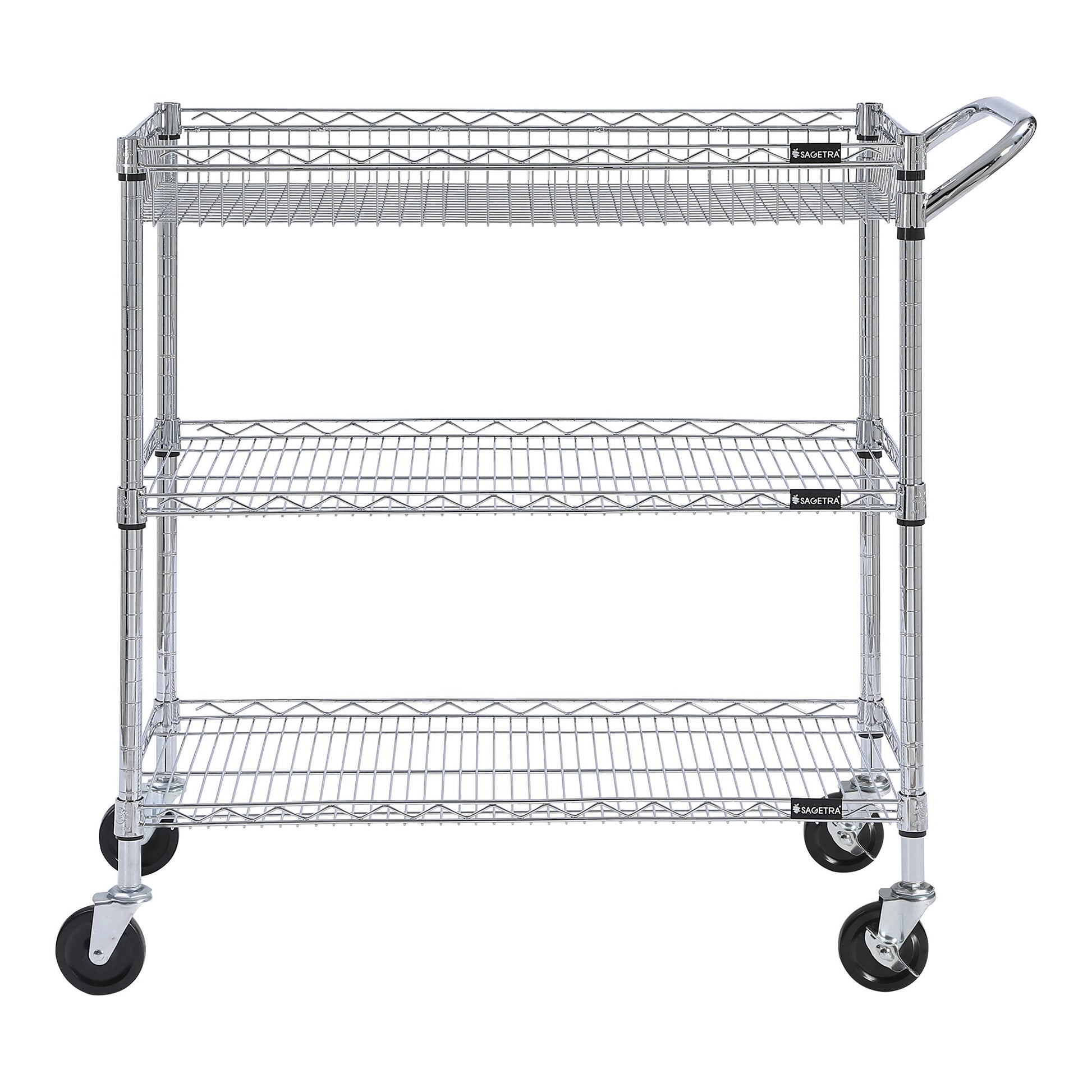 3 Tier Utility Cart,  Chrome Plated, 36" x 18" x 39" - image 2