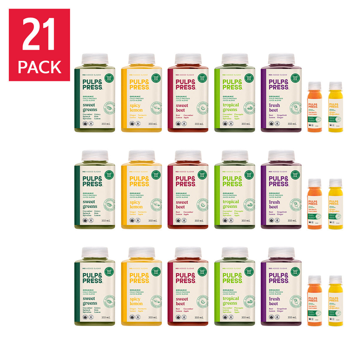 Pulp & Press 3-day Premium Organic Cold-Pressed Juice Cleanse, 21 bottles - image 1