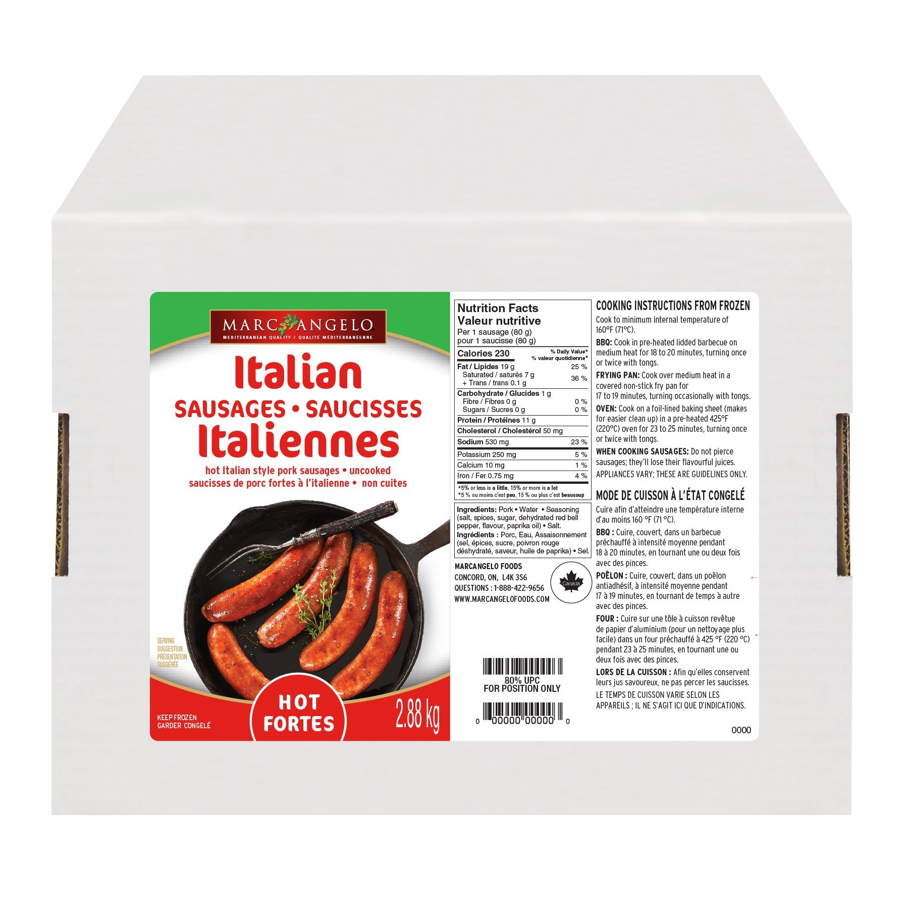 Marc Angelo Hot Italian Sausages, 2.88 kg - image 1