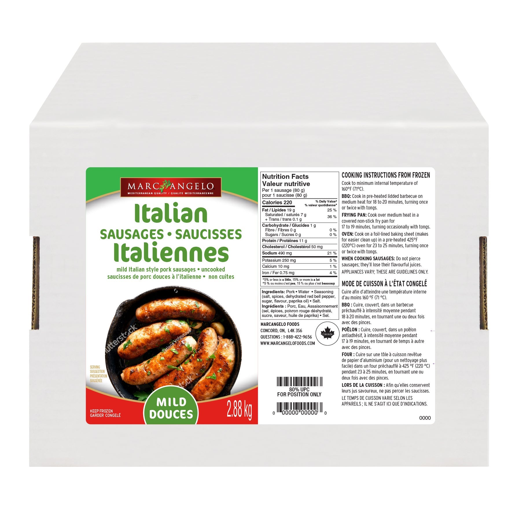 Marc Angelo Mild Italian Sausages, 2.88 kg - image 1