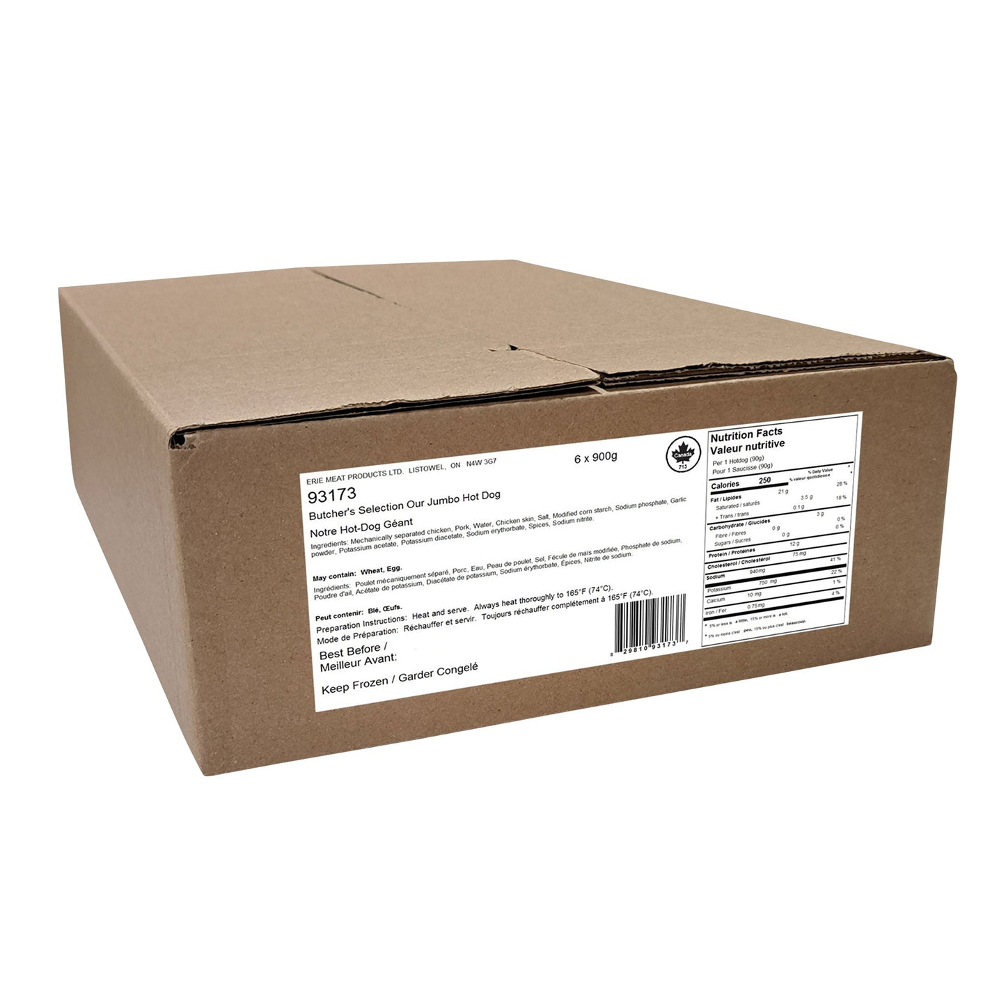 Butcher's Selection 7 inch Hot Dog, 60 x 90 g - image 1