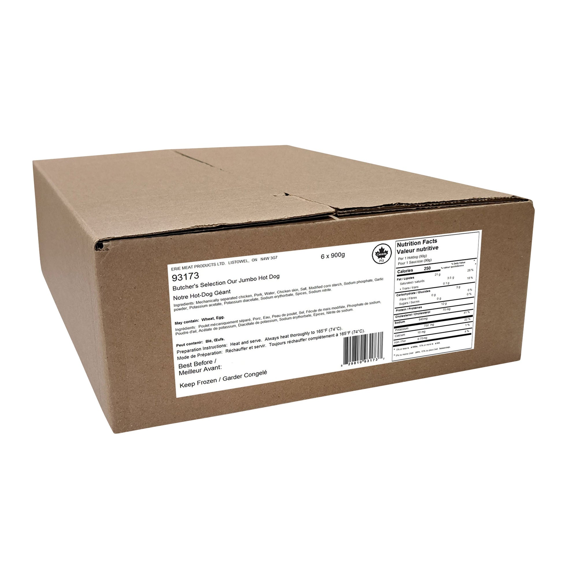 Butcher's Selection 7 inch Hot Dog, 60 x 90 g - image 1