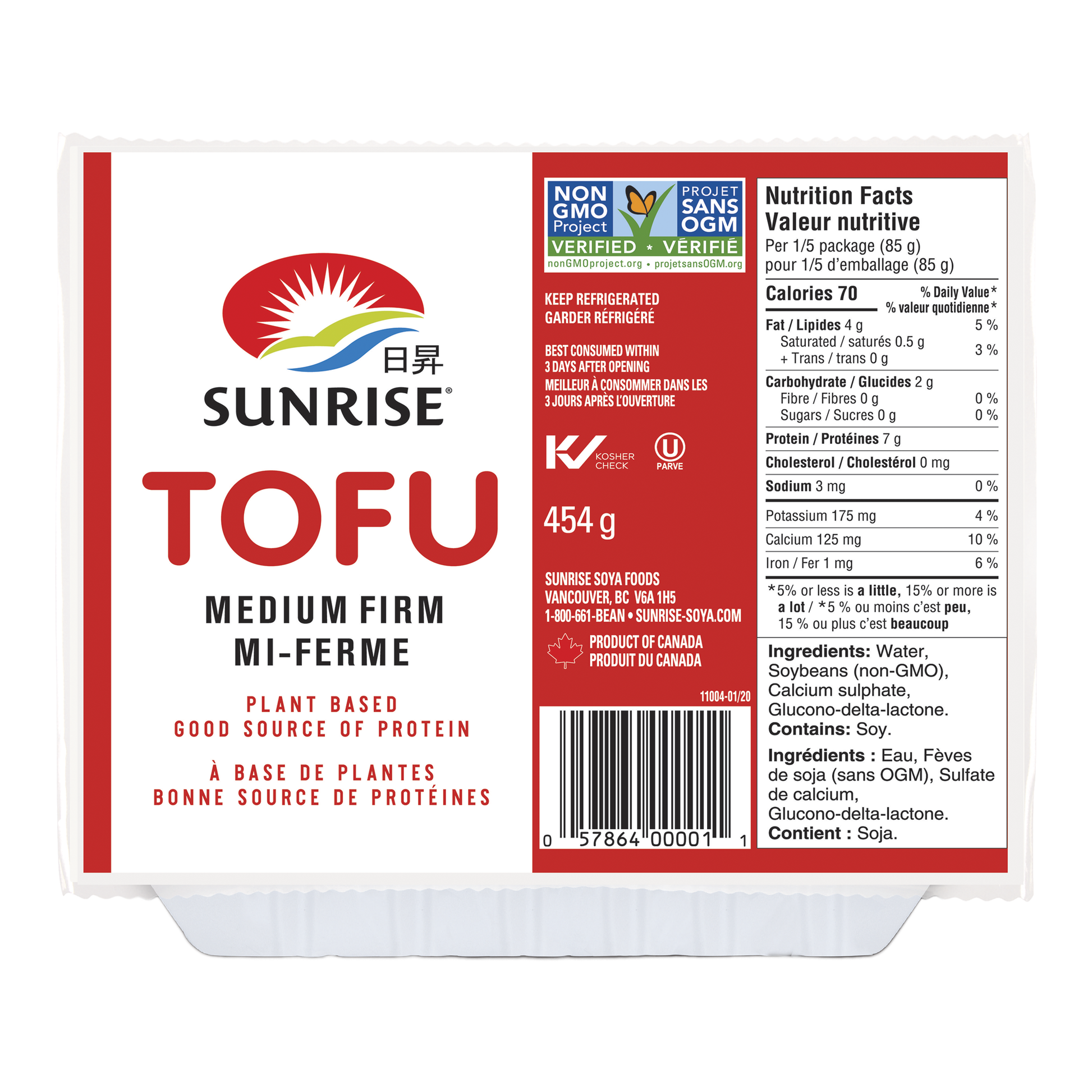 Sunrise Medium Firm Tofu, 12 x 454 g - image 2