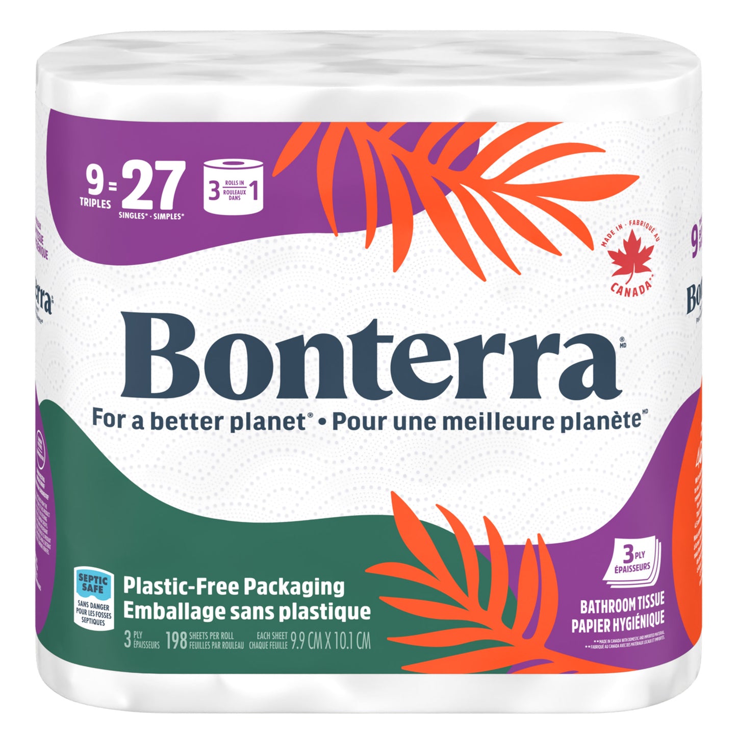 Bonterra Bathroom Tissue 3 ply, 45 Rolls x 198 Sheets - image 1