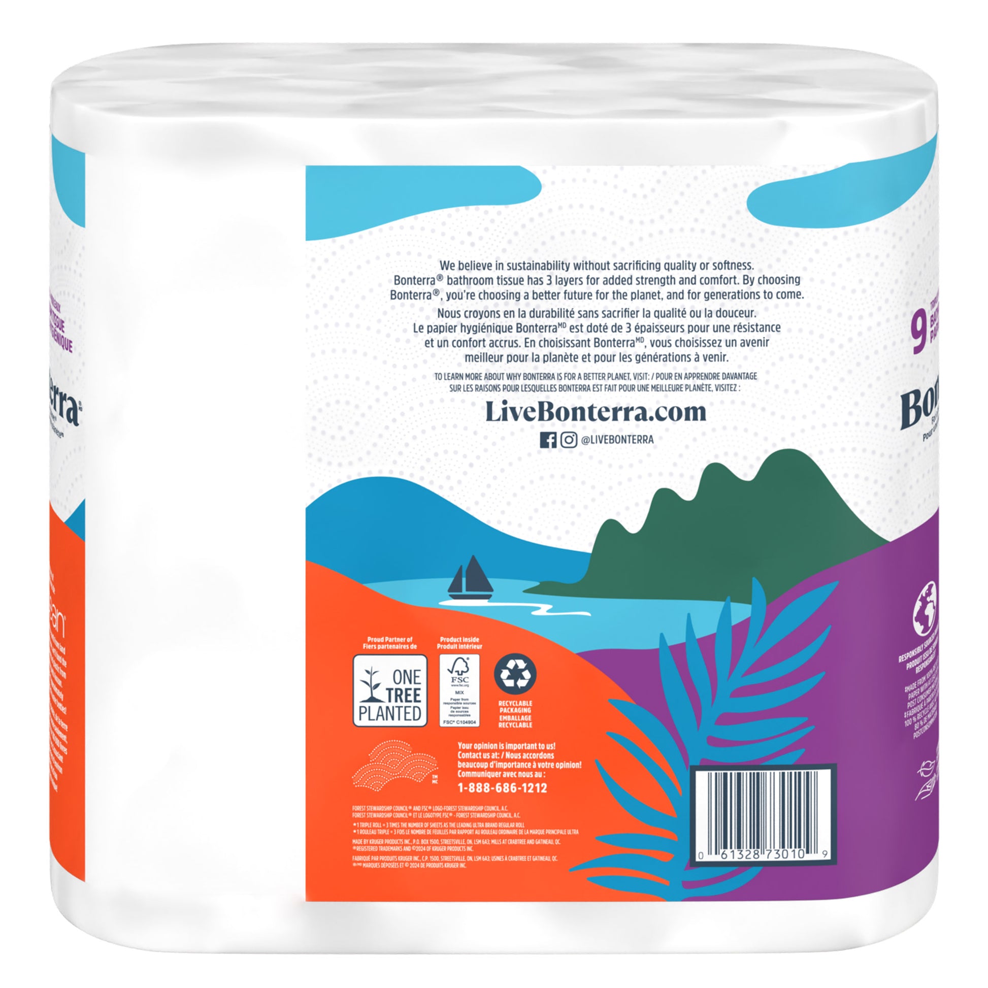 Bonterra Bathroom Tissue 3 ply, 45 Rolls x 198 Sheets - image 2