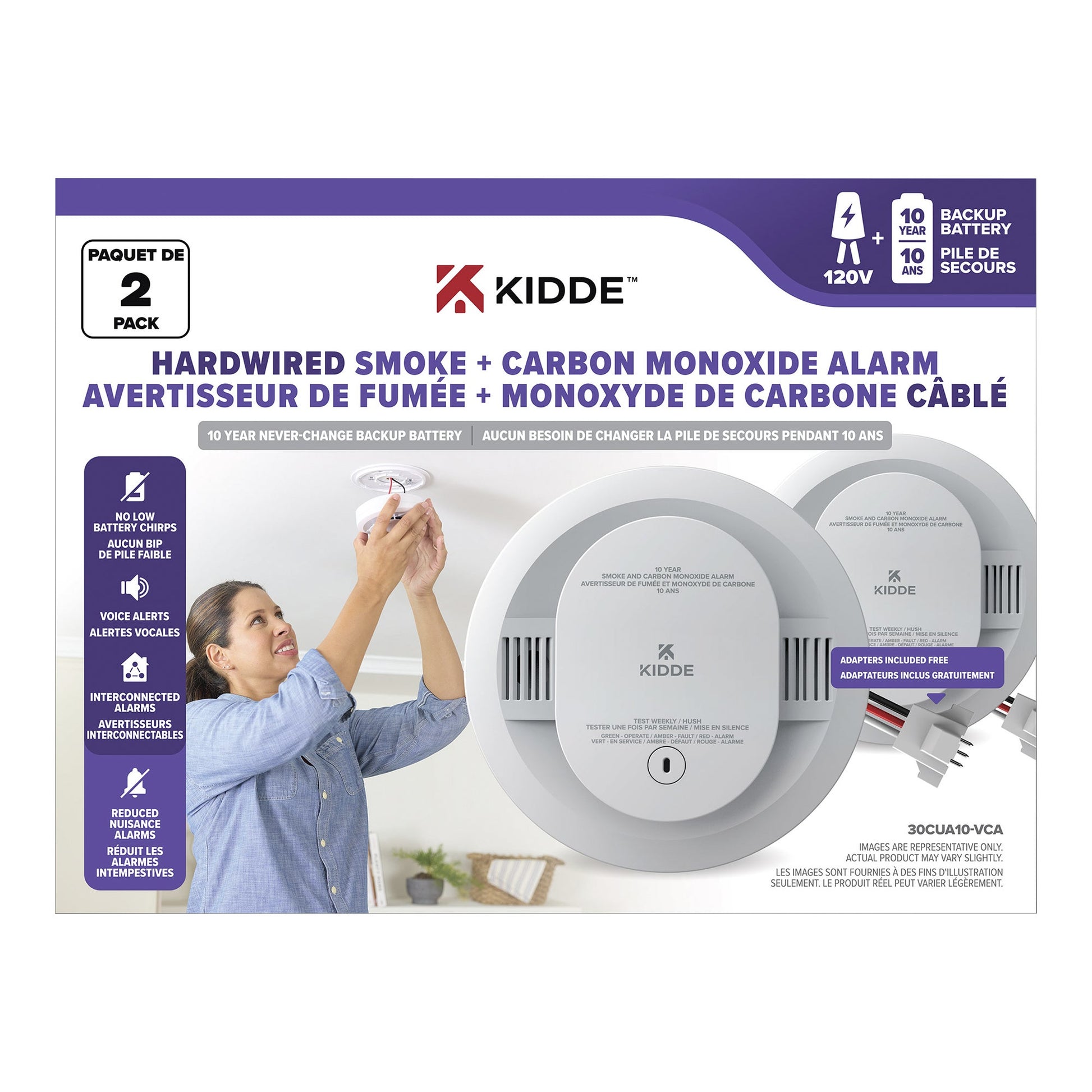 Kidde 120V Hardwired Smoke and Carbon Monoxide Alarm, 2-pack - image 1