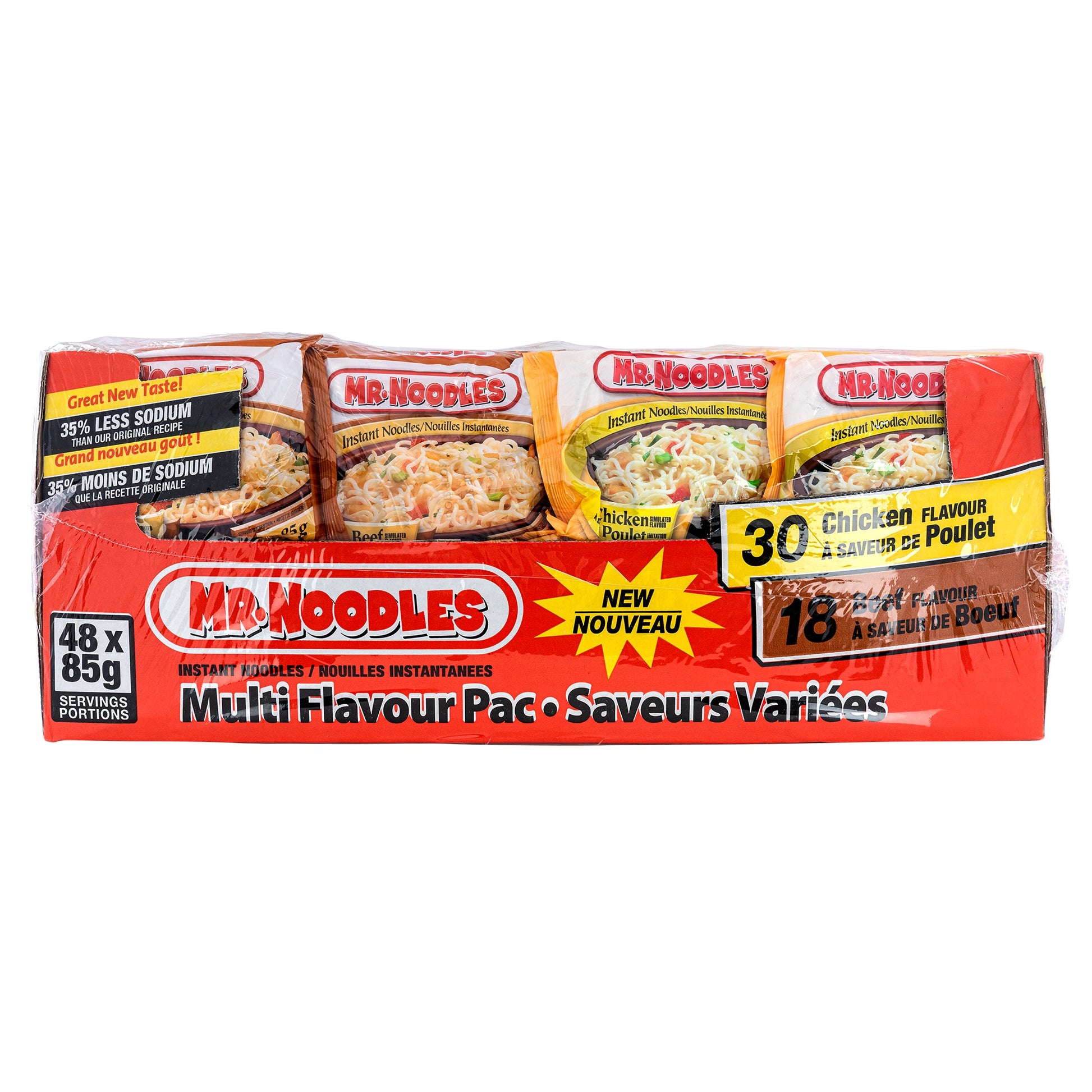Mr. Noodles Chicken or Beef Flat Instant Noodles with Less Sodium, 48 x 85 g - image 2