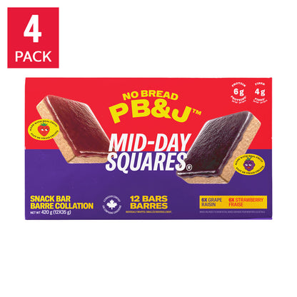 Mid-Day Squares No Bread PB&J Strawberry & Grape Snack Bars Variety Pack, 48 × 33 g - image 1