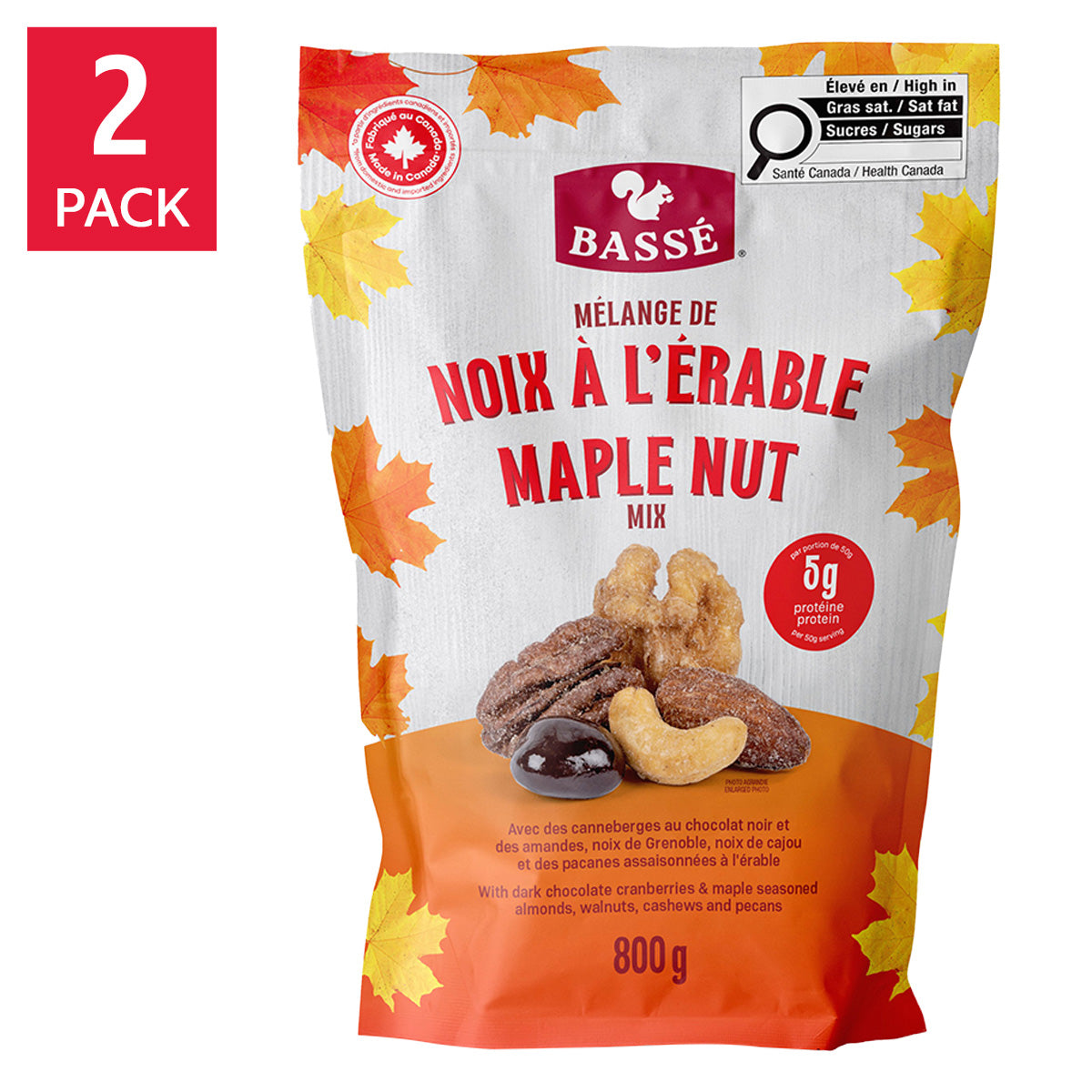 Bassé – Maple Nut Mix with Dark Chocolate Dried Cranberries, 800 g - image 1