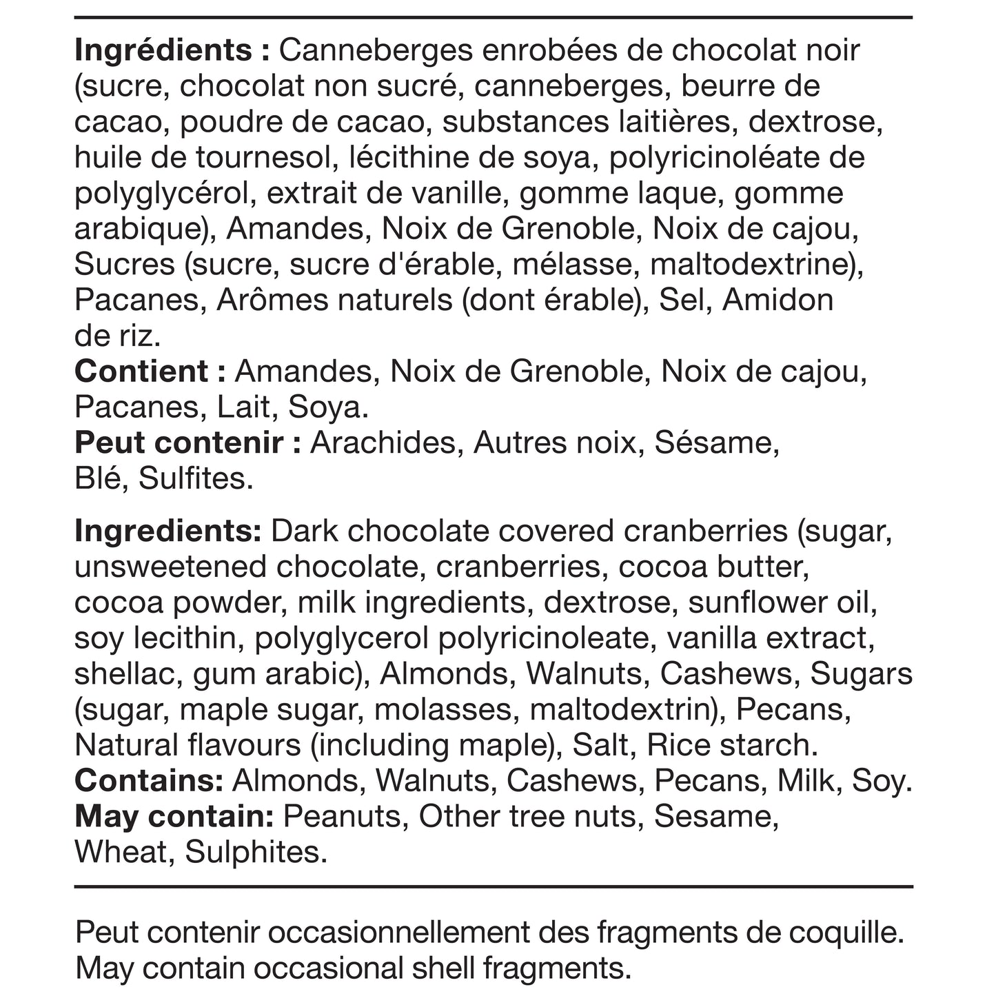 Bassé – Maple Nut Mix with Dark Chocolate Dried Cranberries, 800 g - image 3