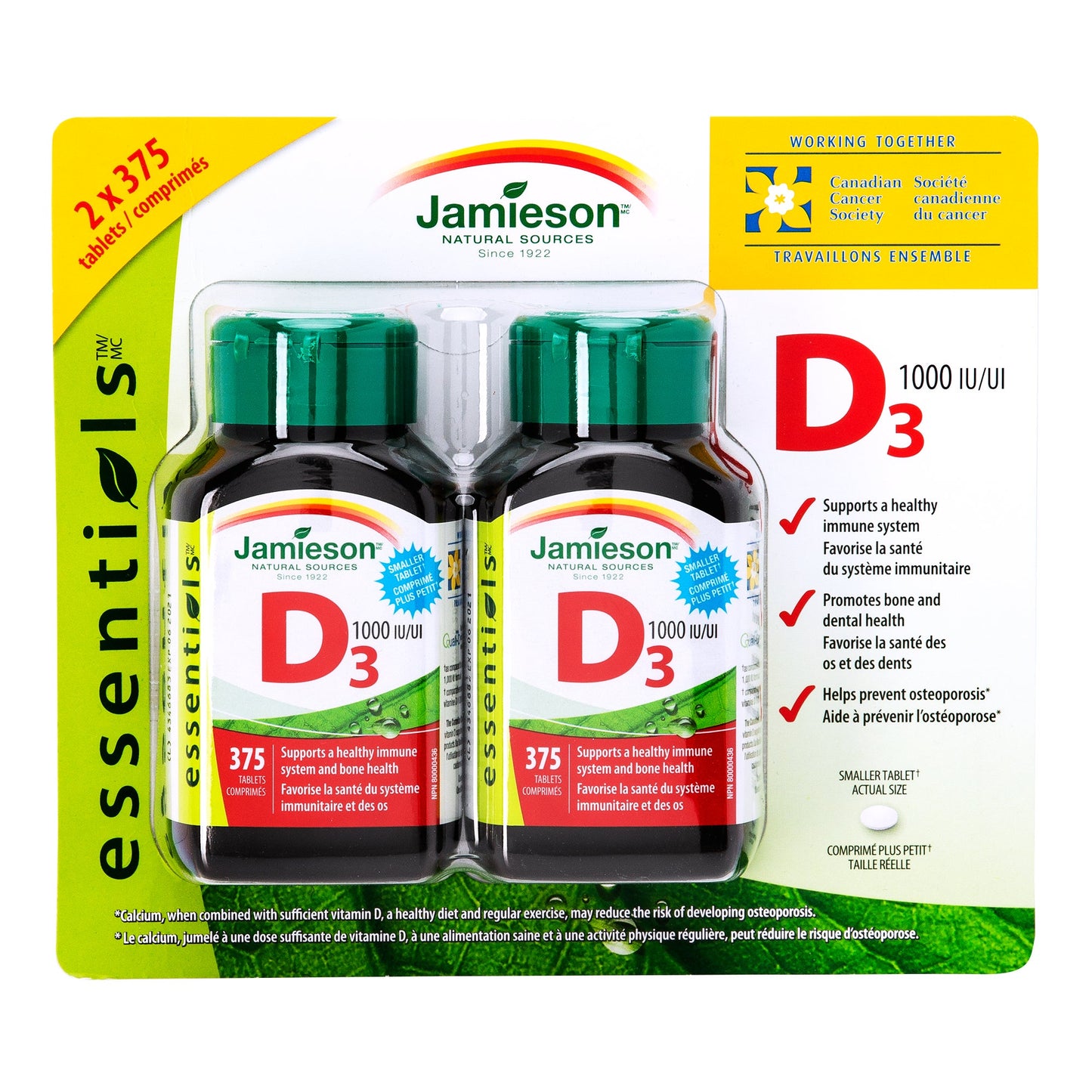 Jamieson Vitamin D3 1,000 IU, 2 packs of 375 tablets - image 3