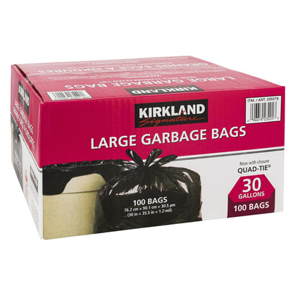 Kirkland Signature Large Quad-tie Garbage Bags, Pack of 100 - image 1