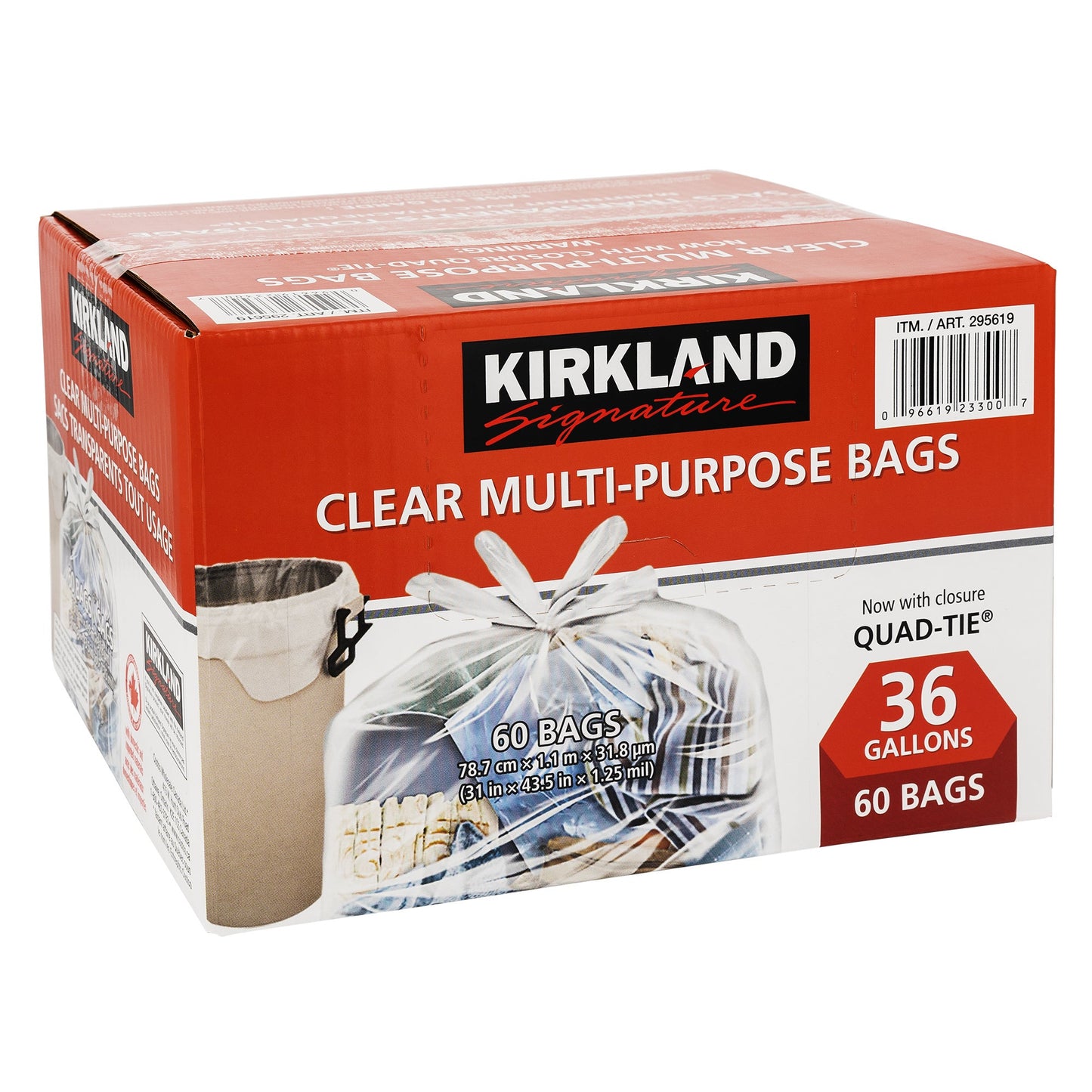 Kirkland Signature Quad-tie Clear Multi-purpose Bags, Pack of 60 - image 1