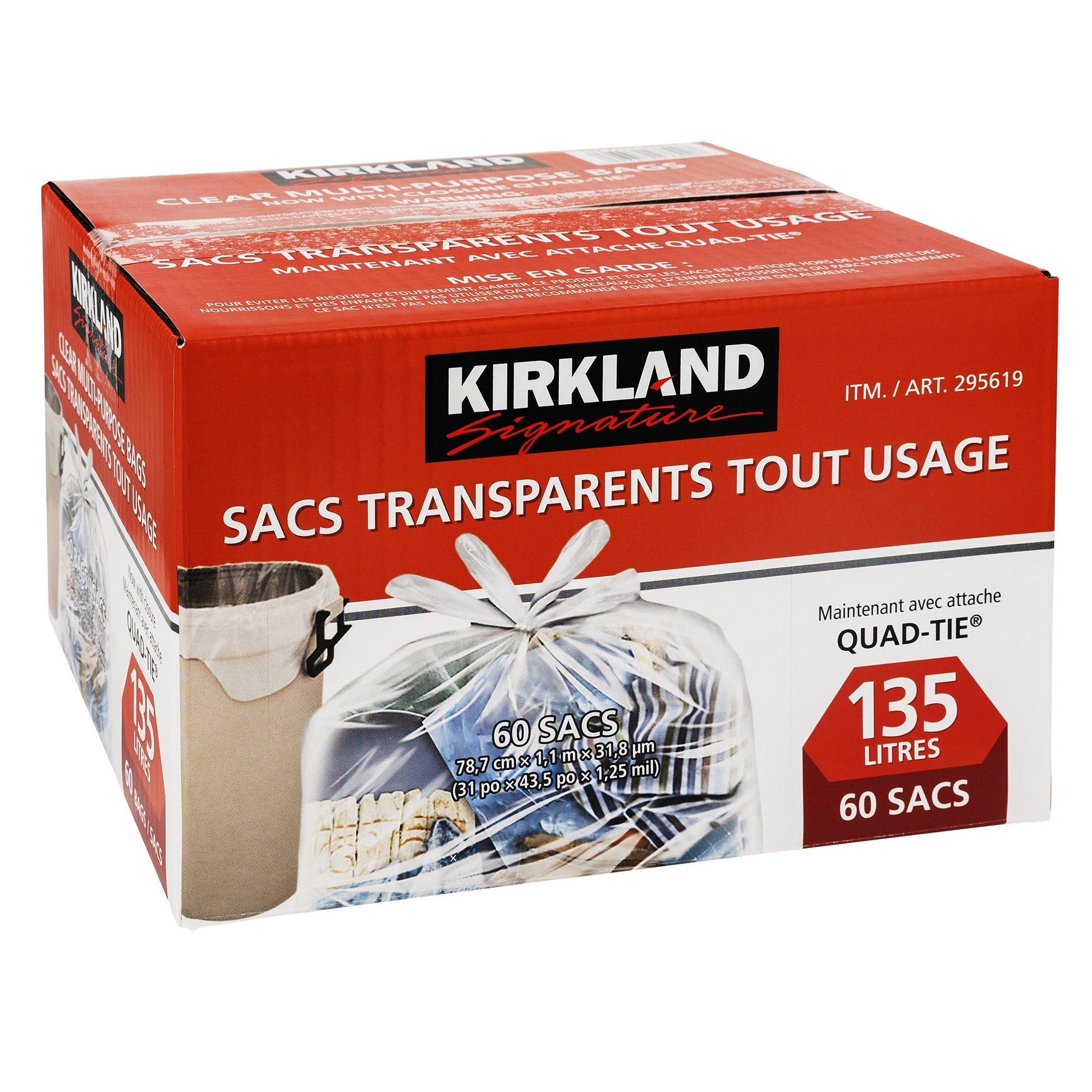 Kirkland Signature Quad-tie Clear Multi-purpose Bags, Pack of 60 - image 2