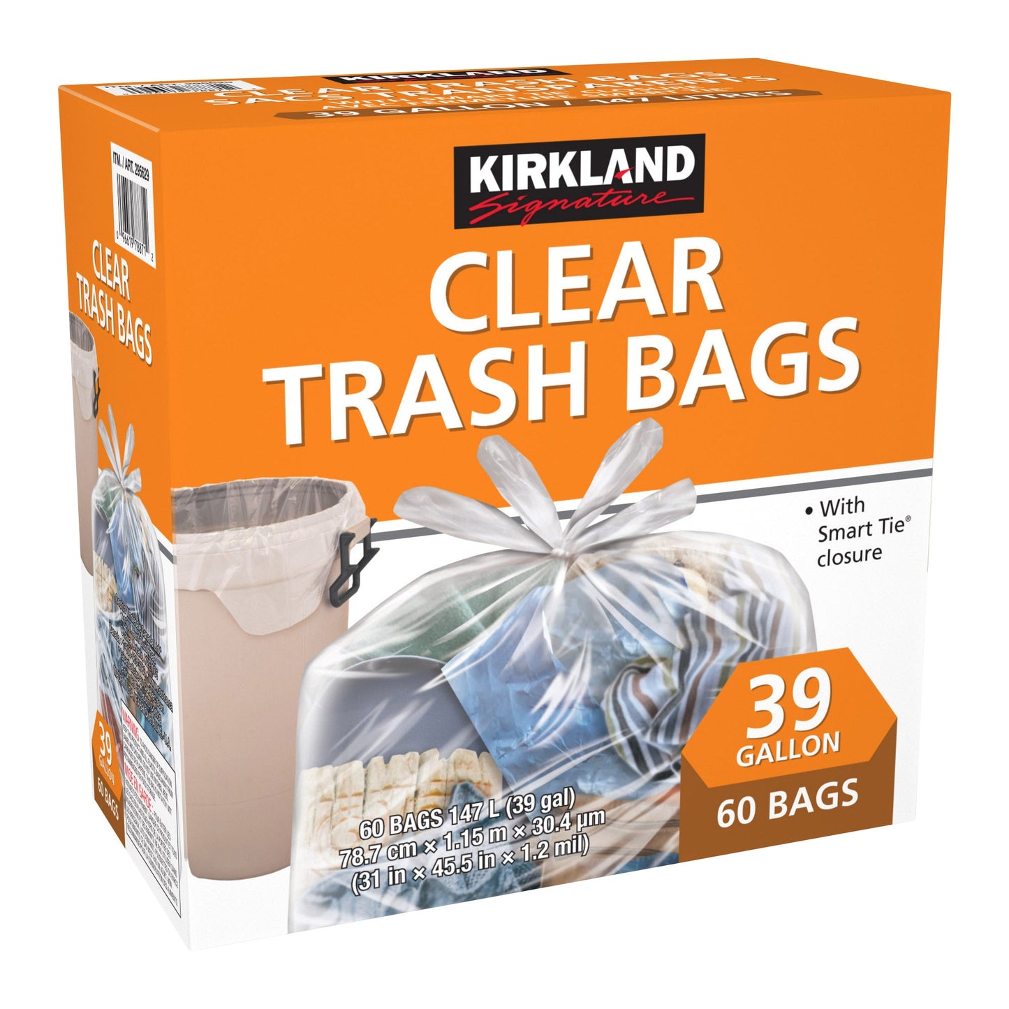 Kirkland Signature Clear Trash Bags, Pack of 60 - image 1