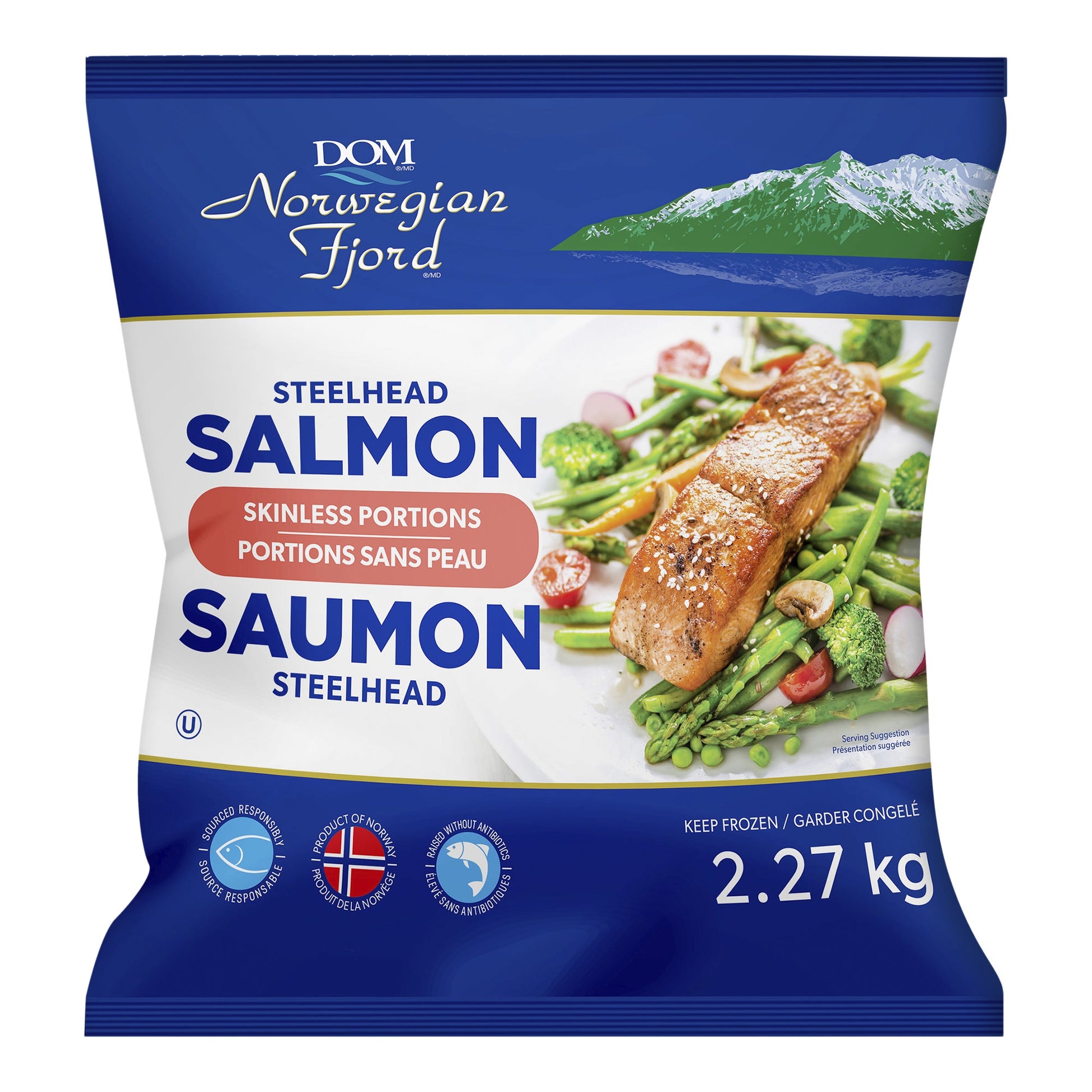 Dom Norwegian Fjord Frozen Steelhead Skinless Salmon, 2.27 kg - image 1