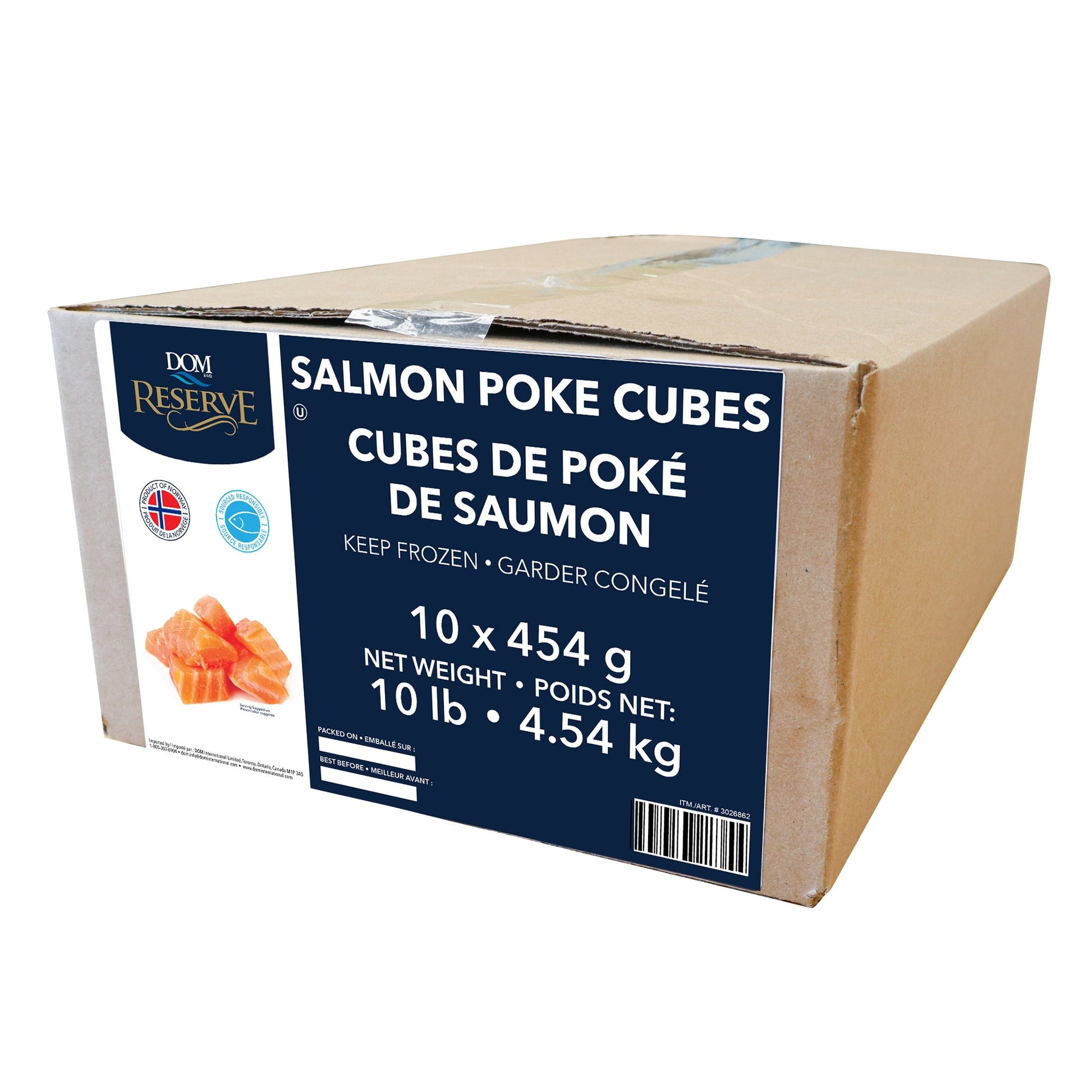 Dom International Frozen Salmon Poke Cubes, 4.54 kg - image 1