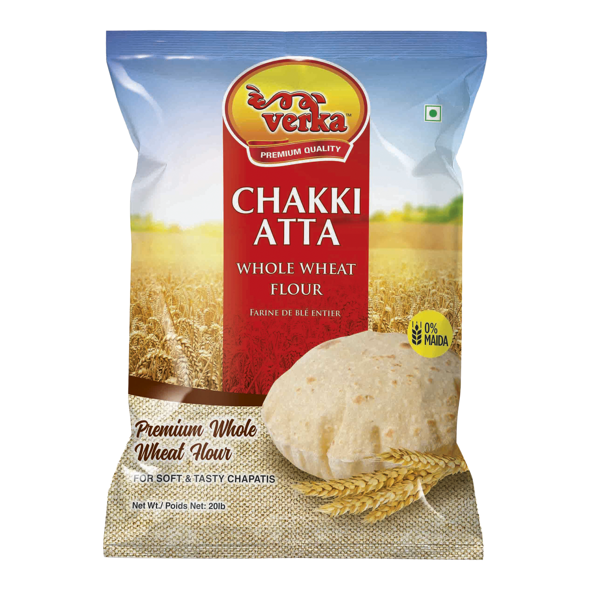 Verka Chakki Atta Whole Wheat Flour, 9.07kg - image 1