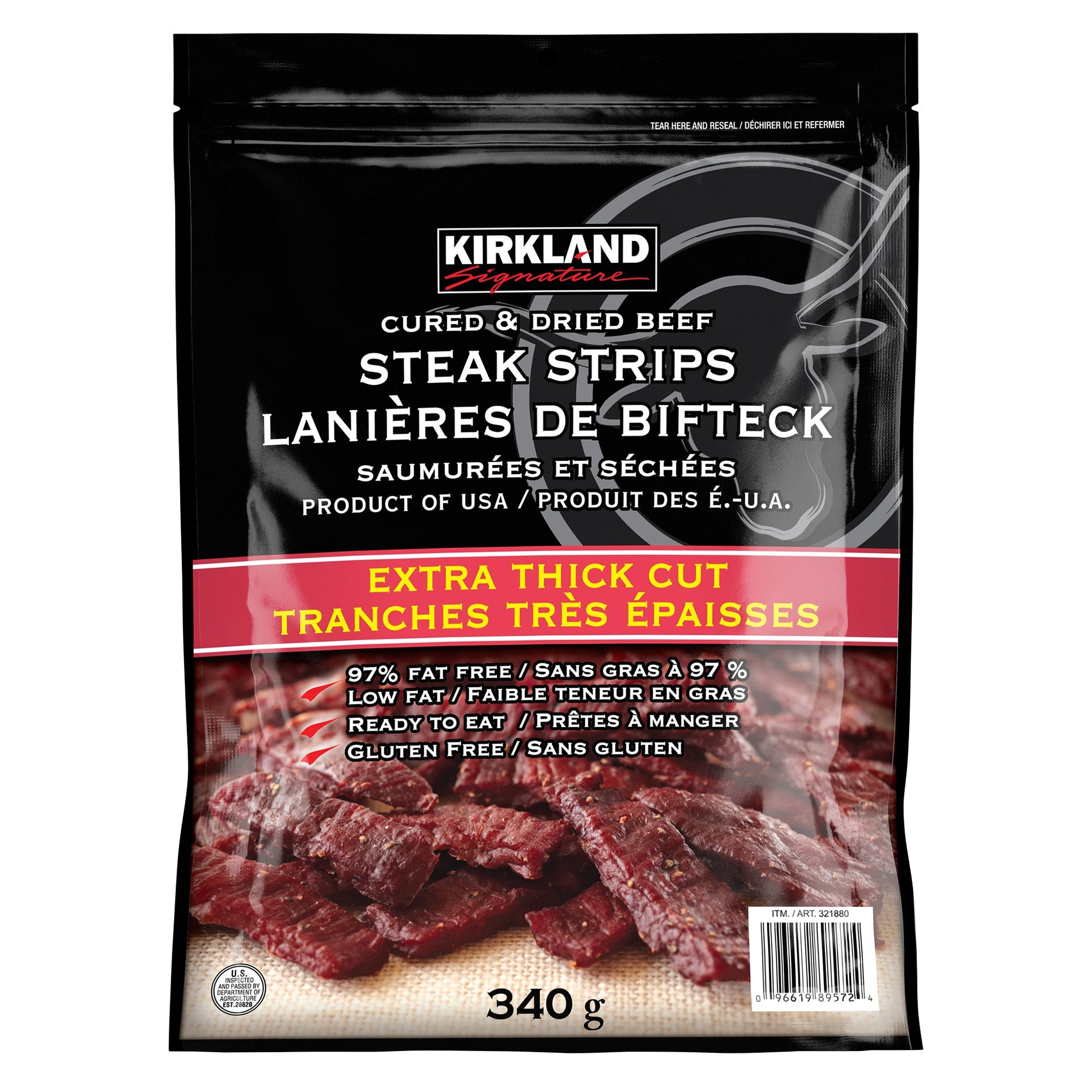Kirkland Signature Extra Thick Steak Strips, 340 g — product image