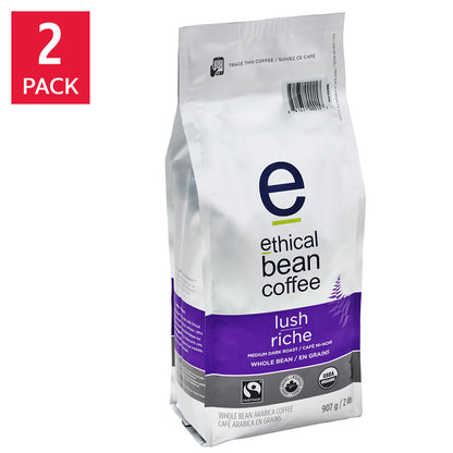 Ethical Bean Coffee Lush Medium Dark Roast Whole Bean Coffee, 2 x 907 g - image 1