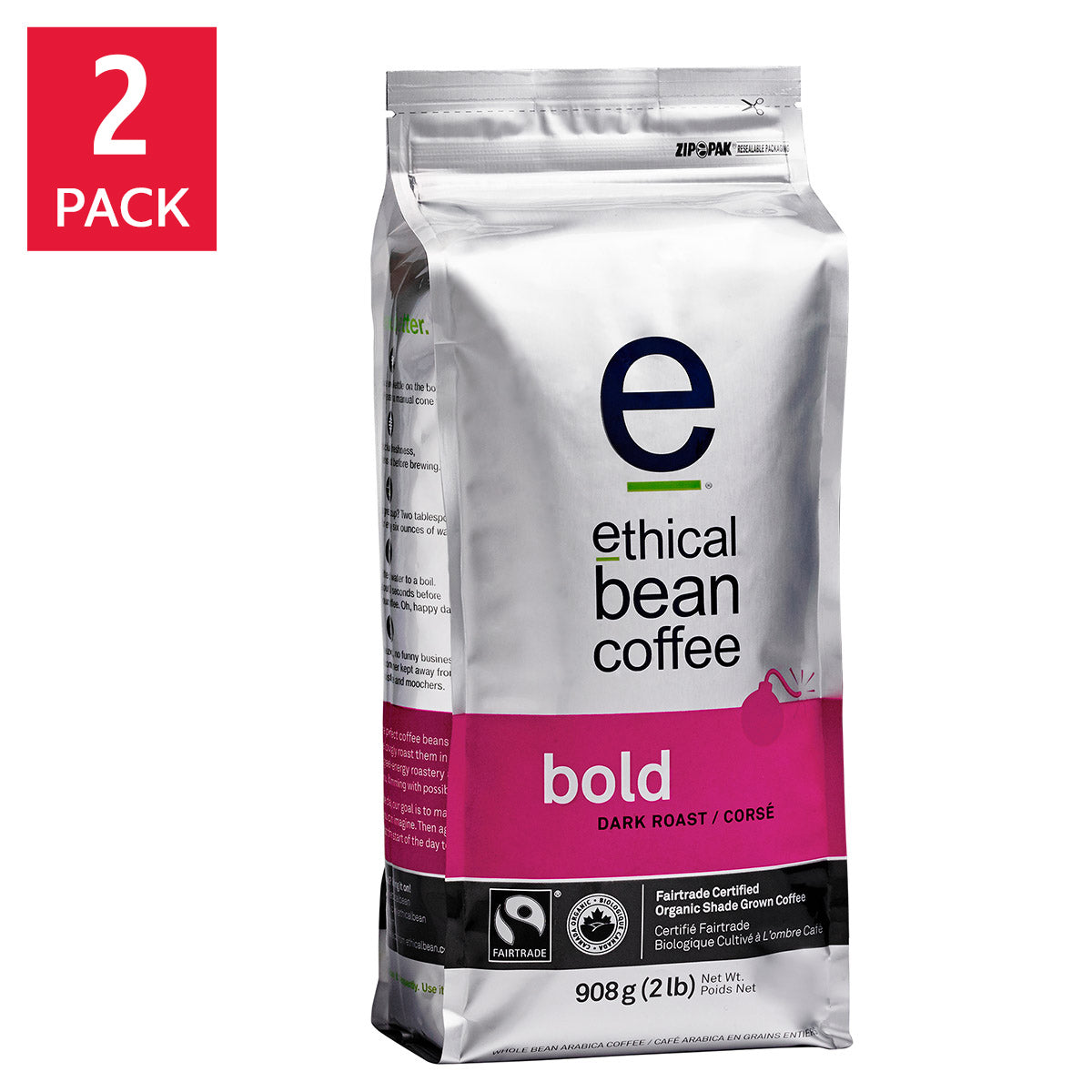 Ethical Bean Coffee Bold Dark Roast Whole Bean Coffee, 2 x 908 g - image 1