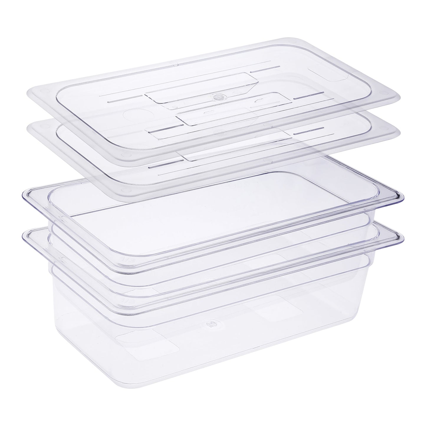 Sagetra 1/3 Size x 10.16 cm (4 in) Deep Polycarbonate Food Pan with Lid, Pack of 2 - image 1
