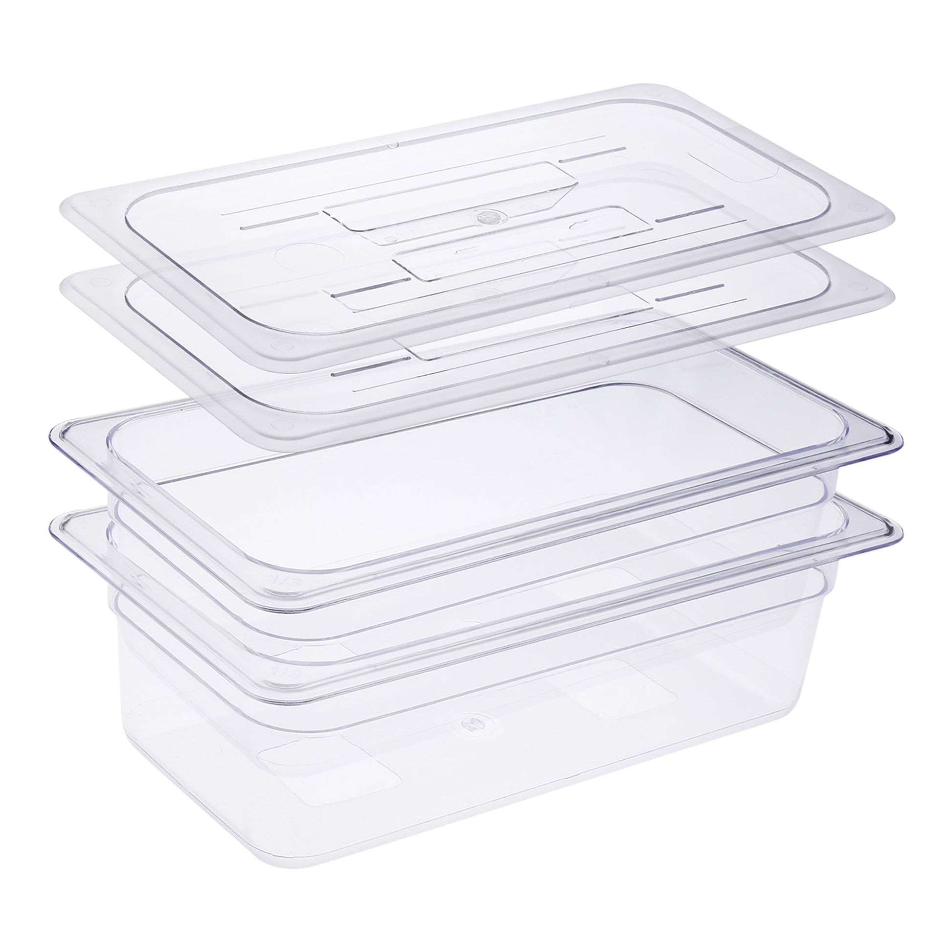 Sagetra 1/3 Size x 10.16 cm (4 in) Deep Polycarbonate Food Pan with Lid, Pack of 2 - image 1