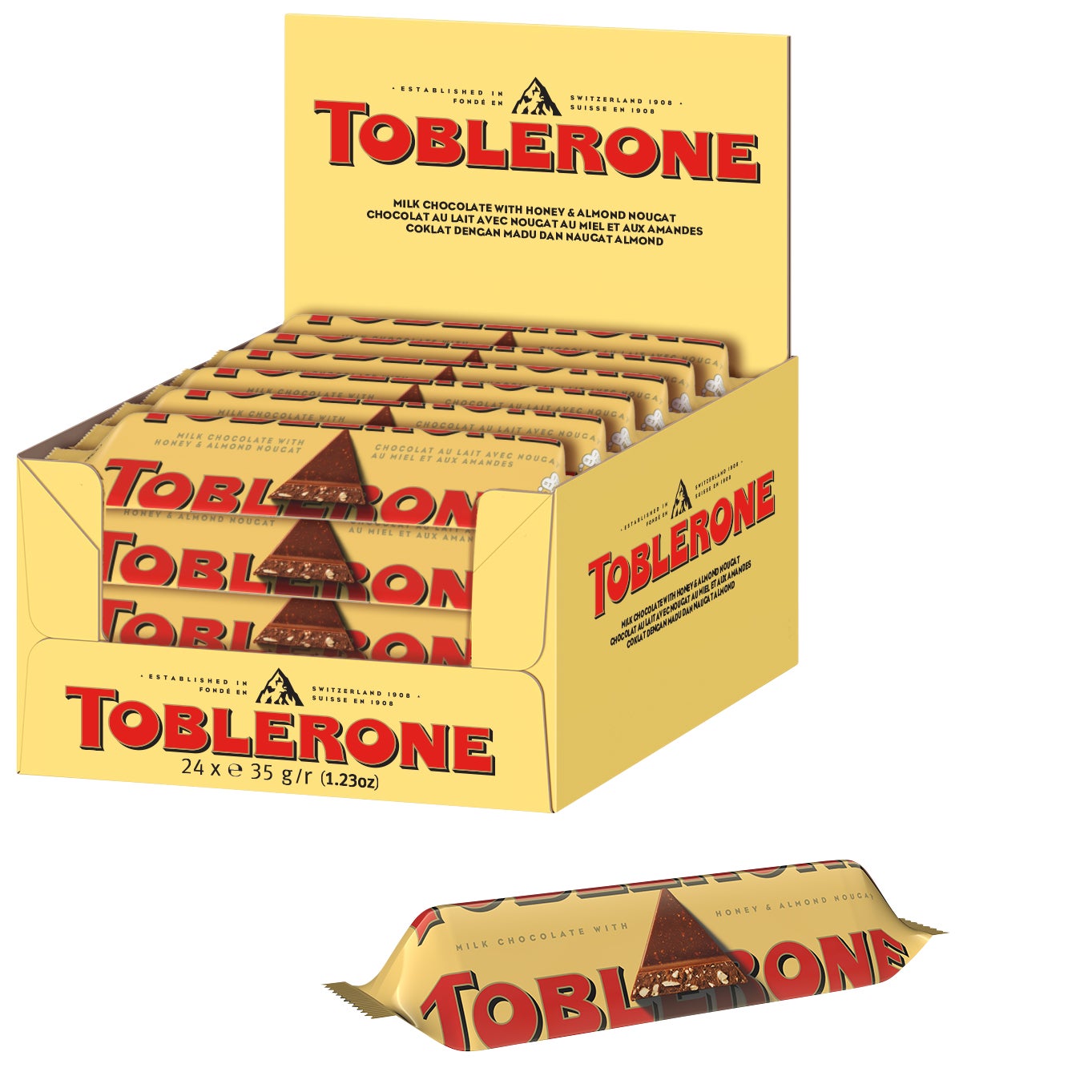 Toblerone Swiss Milk Chocolate With Honey And Almond Nougat, 24 × 35 g — product image