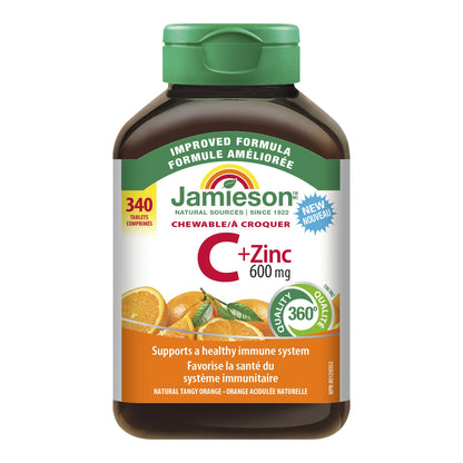 Jamieson Chewable Vitamin C + Zinc, 500 mg - 340 Tablets - image 1