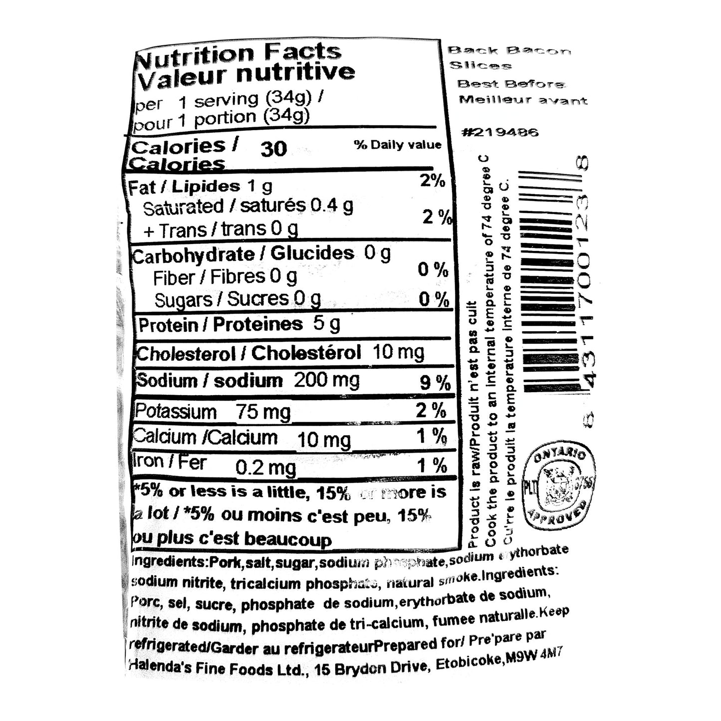 Halenda's sliced back bacon, 2 X 1.25 KG average weight* - image 2