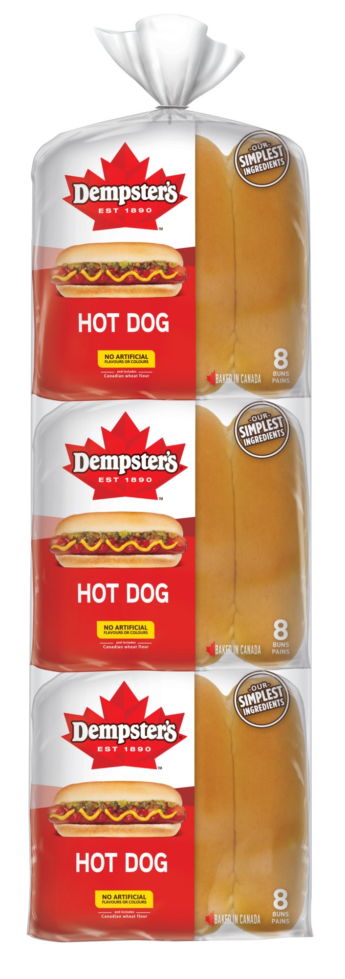 Dempster's Hot Dog Buns, 3 packs of 8 - image 1