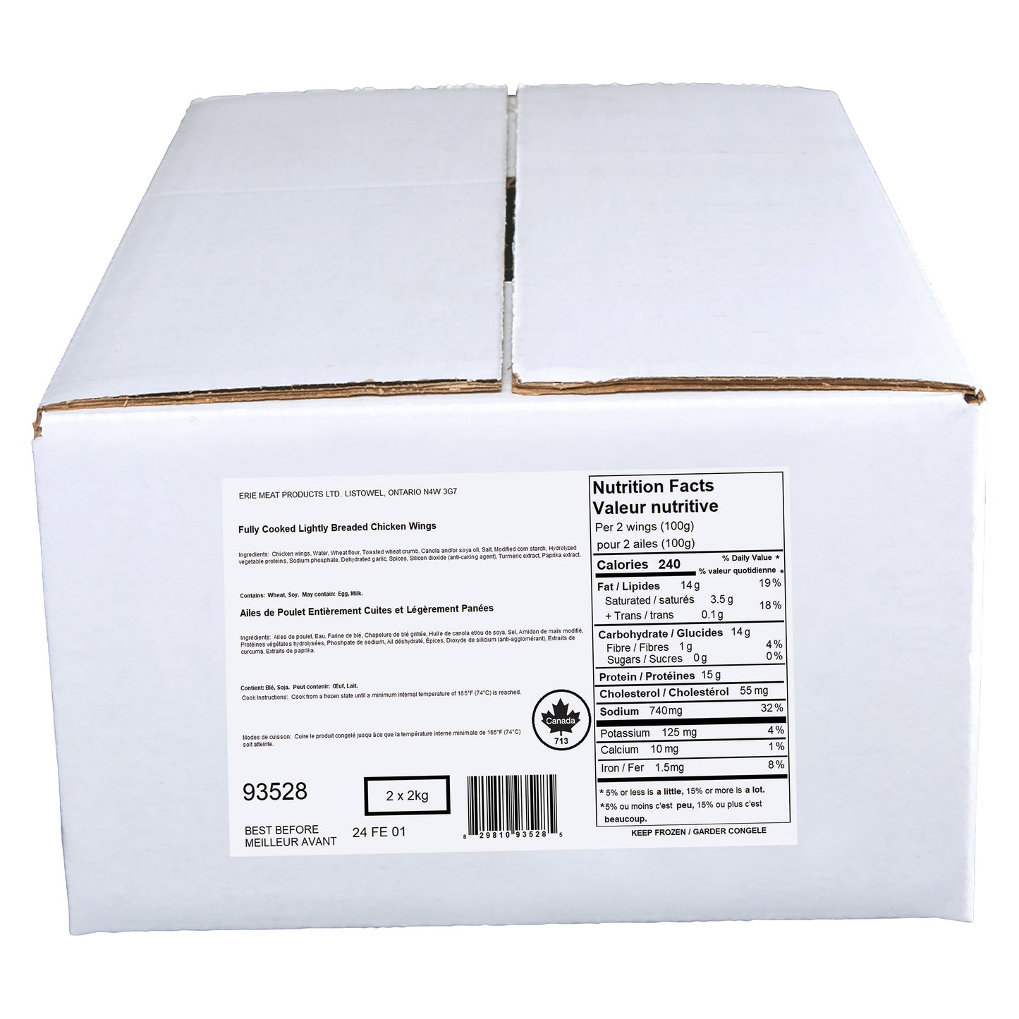 Golden Maple Fully Cooked Lightly Breaded Chicken Wings, 2 × 4 kg - image 2