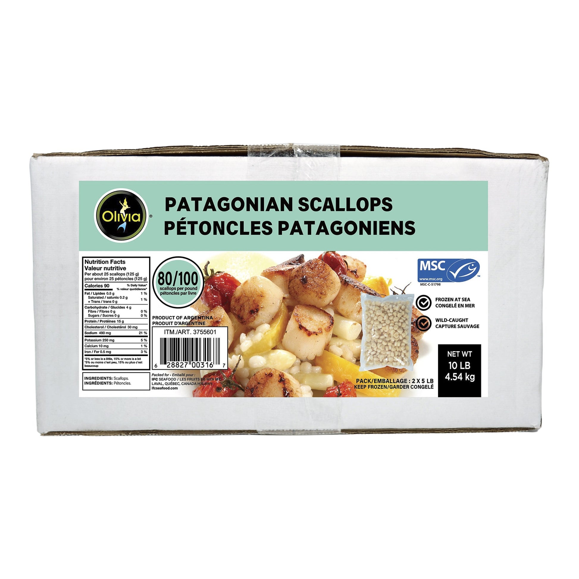 Olivia Patagonian Scallops, 4.54 kg - image 1