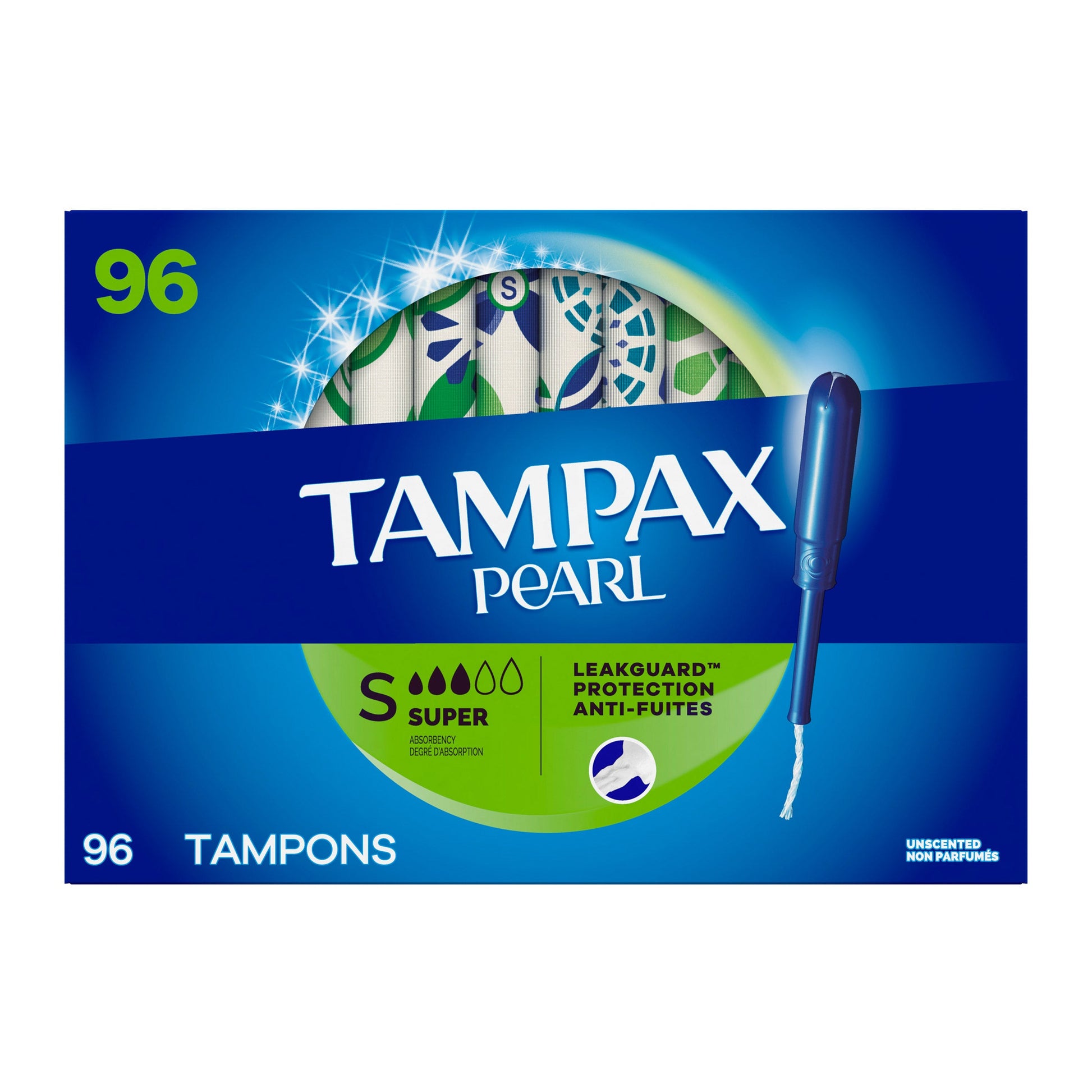 Tampax Pearl Super Tampons, 96-count - image 1