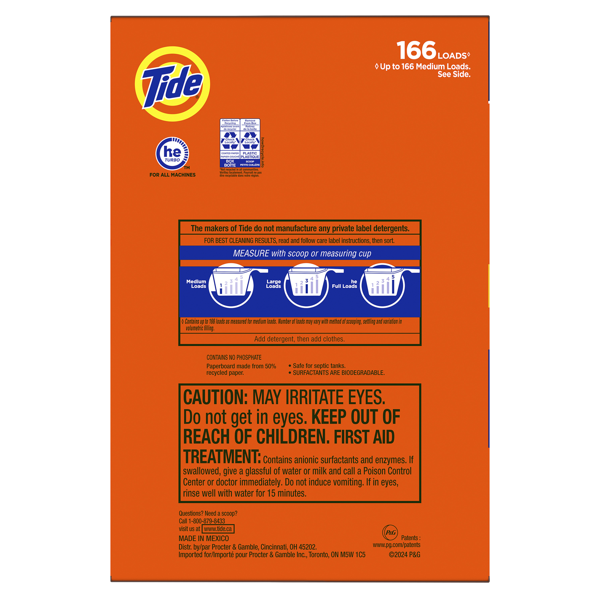 Tide Powder Original Laundry Detergent HE, 5.2 kg 166 Washloads - image 2