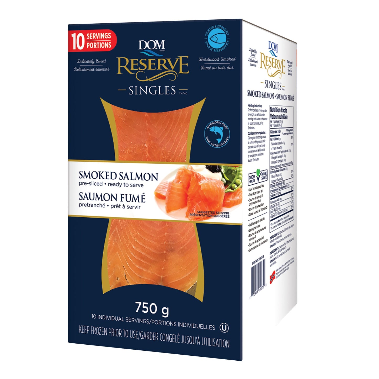 DOM Reserve Frozen Smoked Atlantic Salmon, 10 × 75 g - image 1