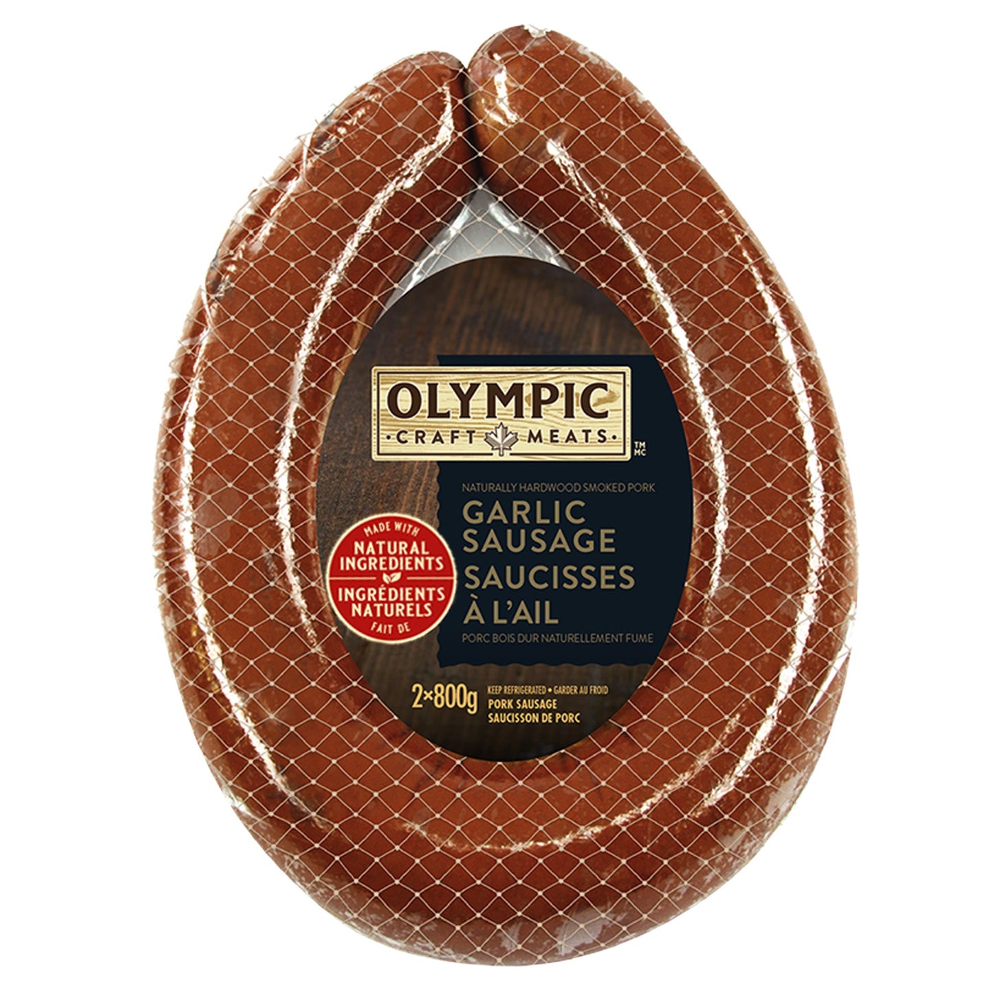 Olympic Natural Garlic Sausage, 2 x 800 g - image 1