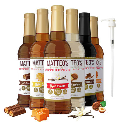 Matteo's Sugar-Free Coffee Syrup Variety Pack, 6 × 750 mL + 1 pump - image 2