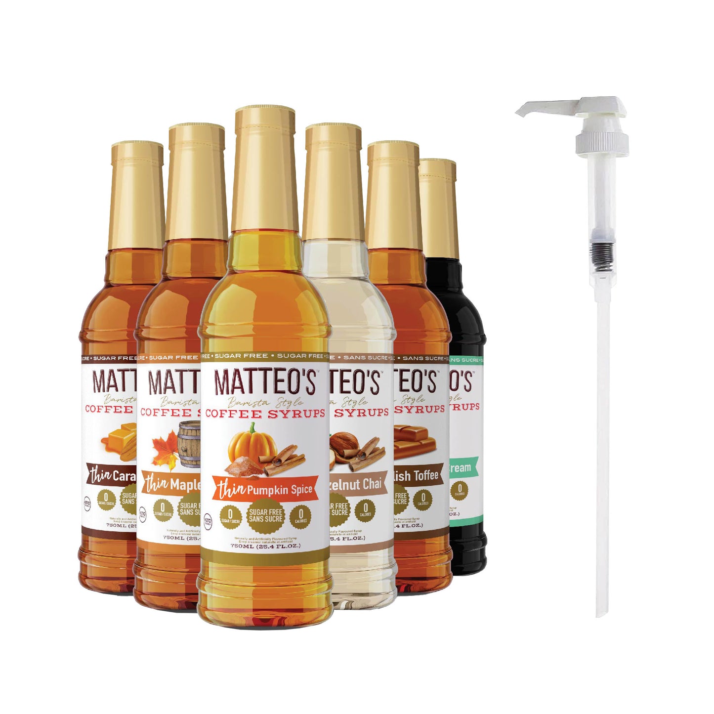 Matteo's Sugar-Free Coffee Syrup Variety Pack, 6 × 750 mL + 1 pump - image 6