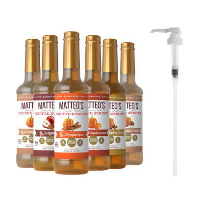 Matteo's Sugar-Free Coffee Syrup Variety Pack, 6 × 750 mL + 1 pump - image 1