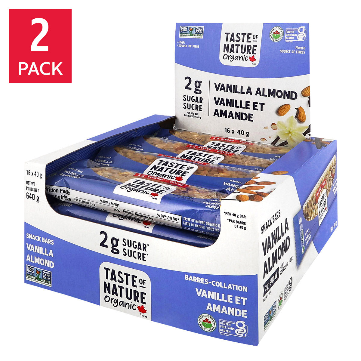 Taste Of Nature, 2 g Sugar Snack Bars, 32 × 40 g - image 1