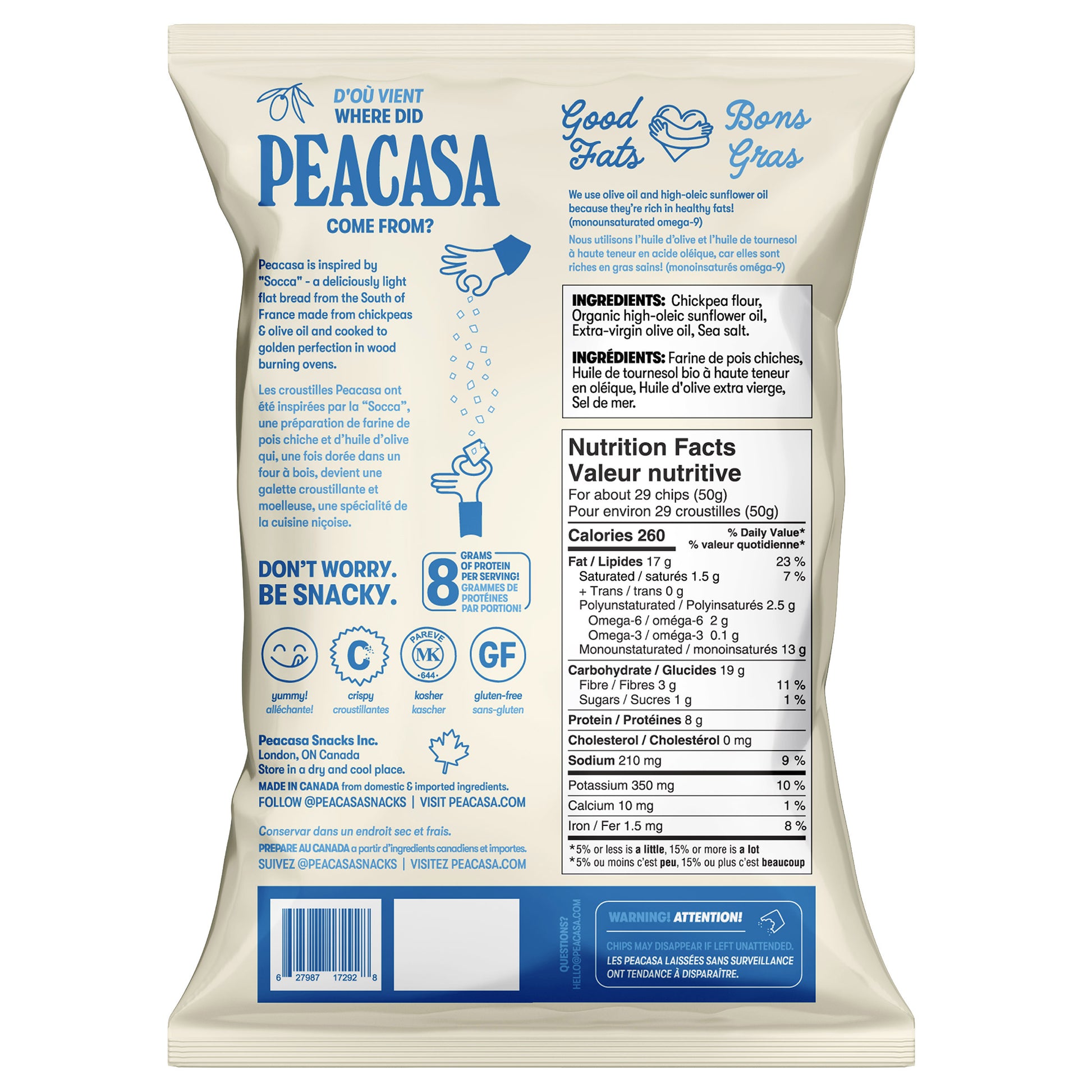 Peacasa Chickpea Chips, 6 × 128 g - image 3