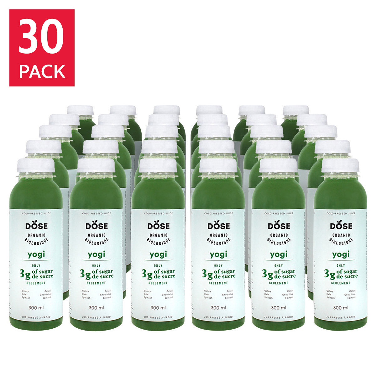 DOSE Organic Cold-Pressed Yogi Green Juice, 30 × 300 mL (10.14 fl oz) - image 1