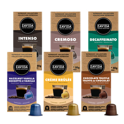Zavida Coffee Discovery Pack Aluminum Capsules Compatible with Nespresso Original System, 60 count - image 1