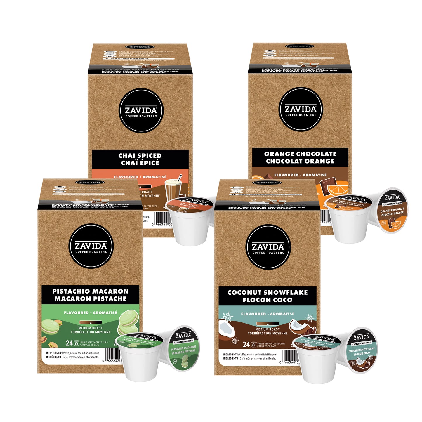 Zavida Coffee Winter Variety Pack Single Serve K Cups, 96 count - image 1