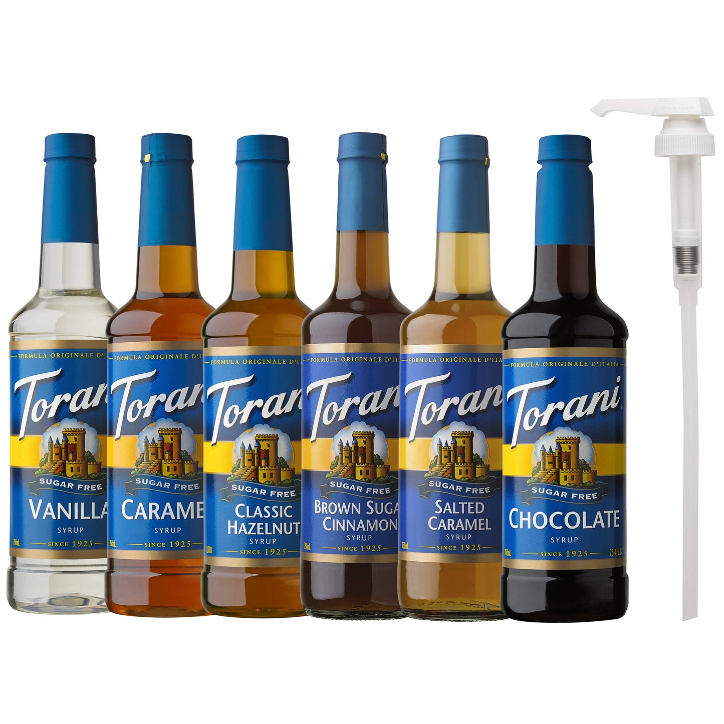 Torani Sugar Free Syrup Variety Pack, 6 × 750 mL + 1 Pump - image 2