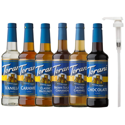 Torani Sugar Free Syrup Variety Pack, 6 × 750 mL + 1 Pump - image 2