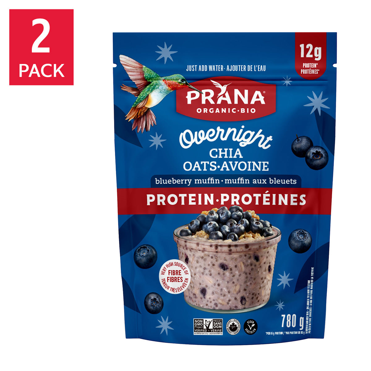 Prana Overnight Protein Chia Oats, 2 × 780 g - image 2