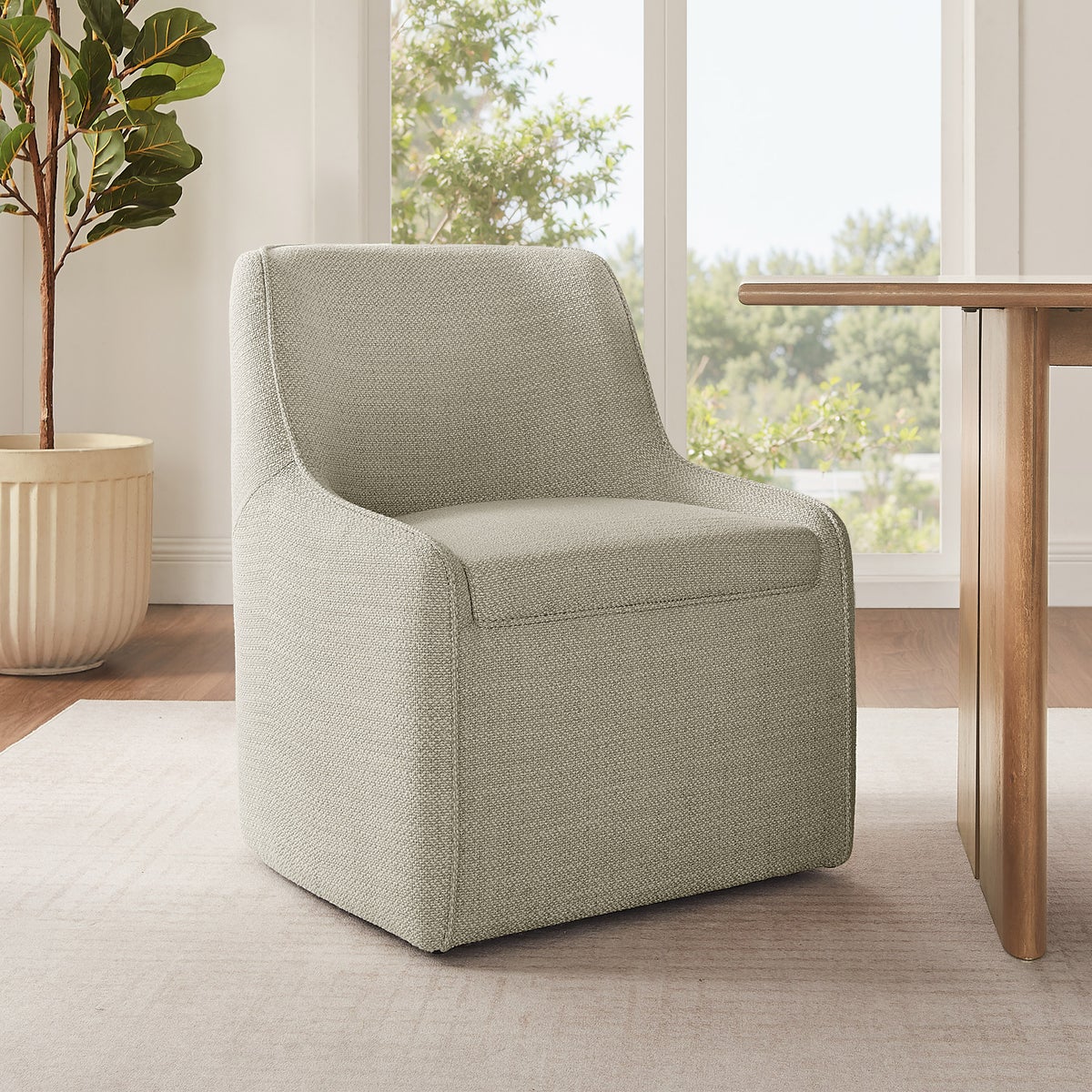 Aiden & Ivy Fabric Dining Chair with Castors